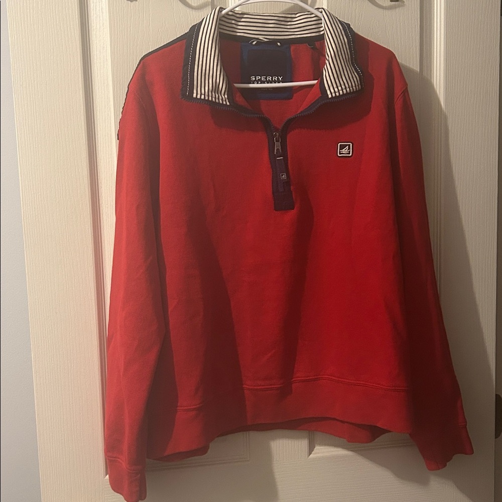Sperry Men's  Top Sider 1/4 Red Zip-Up Sweat shirt